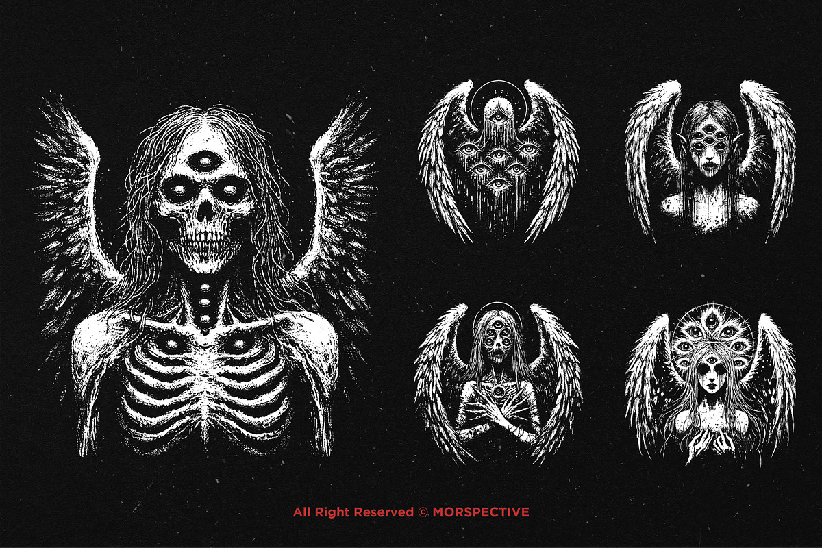 10 Bundle Dark Art Angel Eyes Women, an Illustration by Morspective (Photo 5 of 7)