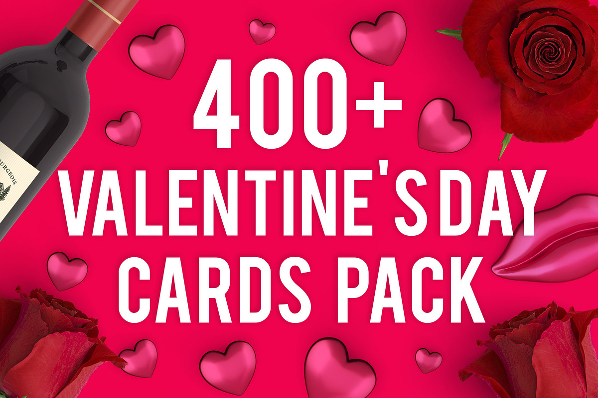 400+ Valentine's Day Cards Pack, a Decorative Illustration by Olha Kostiuk (Photo 1 of 9)