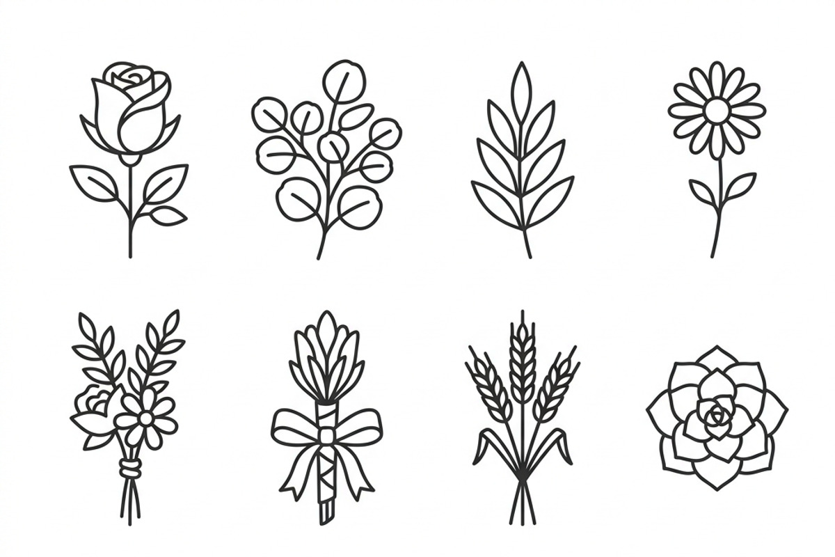 Bundles Set Floral Wedding Icons, an Outline Icon by adenpinkstore (Photo 4 of 44)