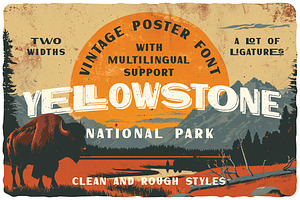 Yellowstone Vintage Poster Font, a Sans Serif Font by JumboDesign