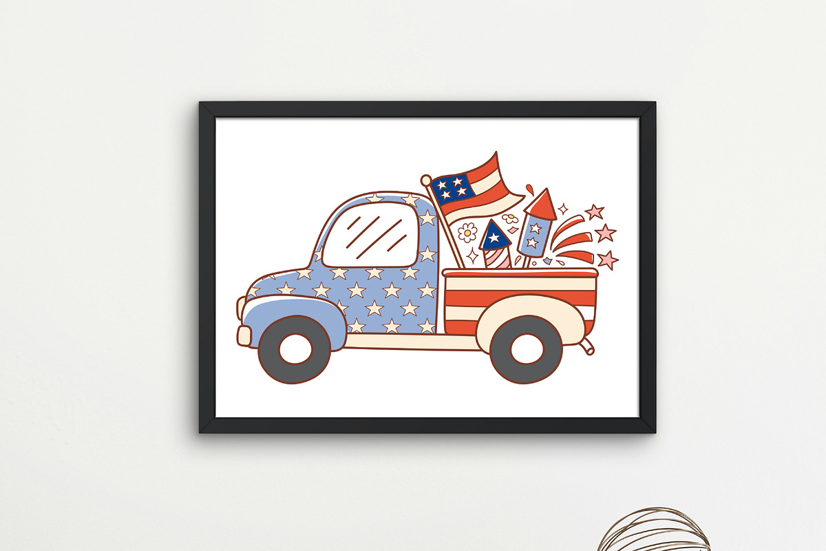 4th of July Clipart, Retro 4th july, a Decorative Illustration by TitaLivingArt (Photo 7 of 9)