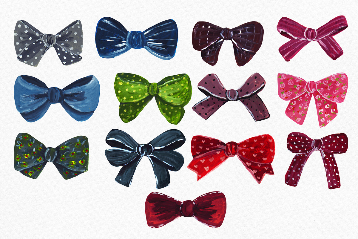Watercolor clipart colorful bows, a Decorative Illustration by Julia Bogdan (Photo 2 of 3)