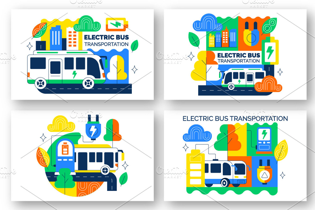 10 Electric Bus Transportation, a Transportation Illustration by denayunebgt (Photo 3 of 4)