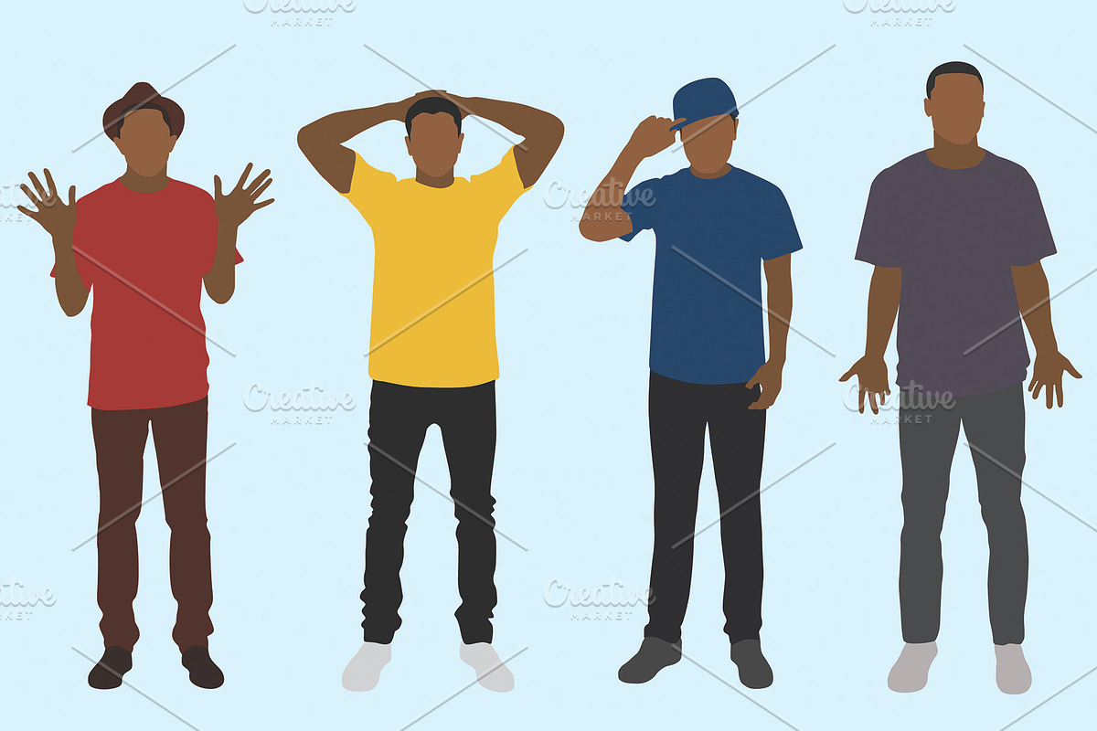 Black Teen Boys Making Gestures, an Education Illustration by Ellegant Media