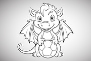 Cartoon dragon holding a soccer ball, an Animal Illustration by Ghagra (Thumbnail 2 of 3)