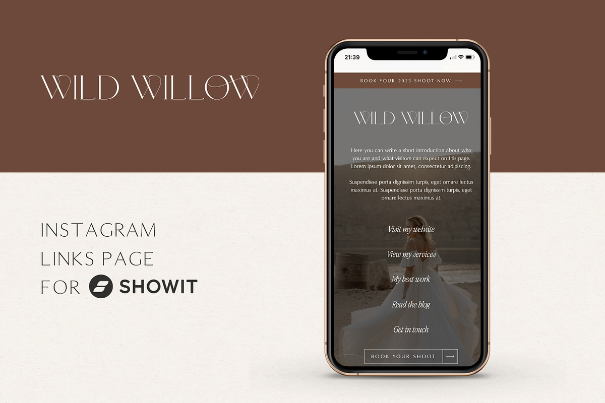 Luxury Showit Instagram Link in Bio, a Landing Page Template by Wonderlik Webdesign (Photo 1 of 6)