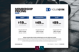 Private Gym Pricing Template