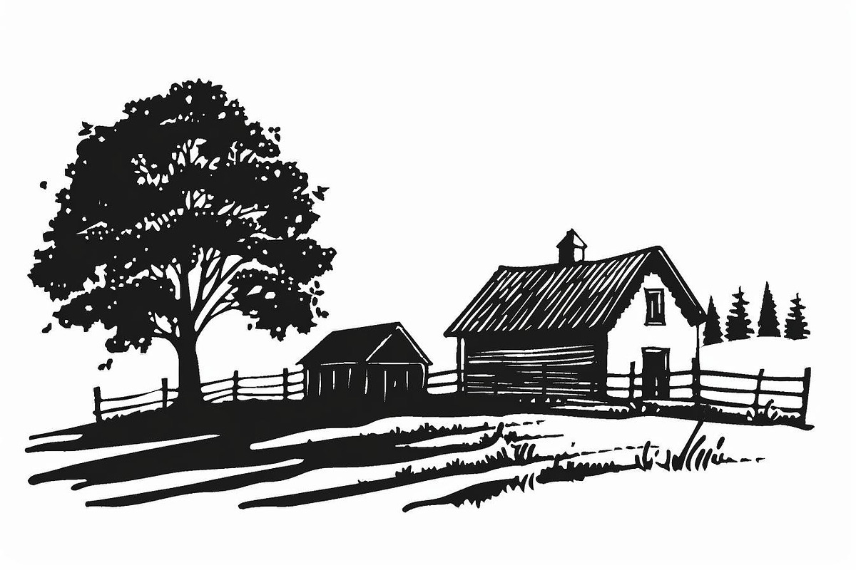Farmhouse scene silhouette vector, an Icon by Amazin_art (Photo 2 of 13)