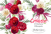 Red White Pink Flowers Watercolor, an Illustration by Feather Grace Designs (Thumbnail 2 of 8)