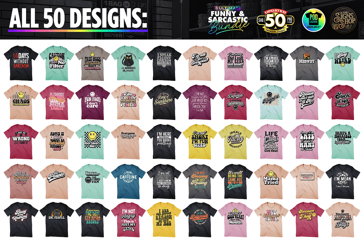 The Mega Sarcastic T-shirt Bundle, an Object Graphic by Asaelv Shop! (Photo 2 of 12)