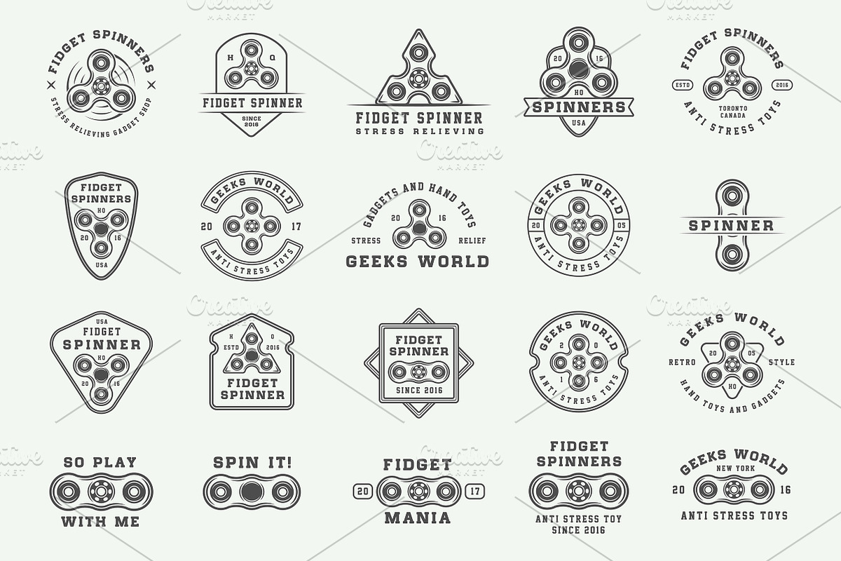 Set of Fidget Spinners Emblems, a Branding & Logo Template by AkimD (Photo 4 of 5)