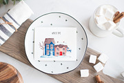 Watercolor Christmas City Clipart, a Texture Illustration by YuliyaArtGarden (Thumbnail 7 of 12)