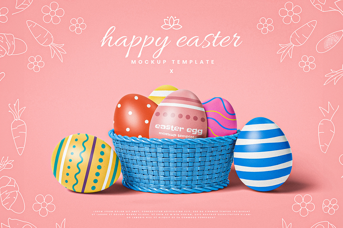 Happy Easter Mockup & Colorful Eggs, an Advertising Mockup by Se٧enStudio (Photo 2 of 2)