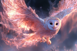 Beautiful owl flying with burning wings, an Animal Photo by AlyaAnd
