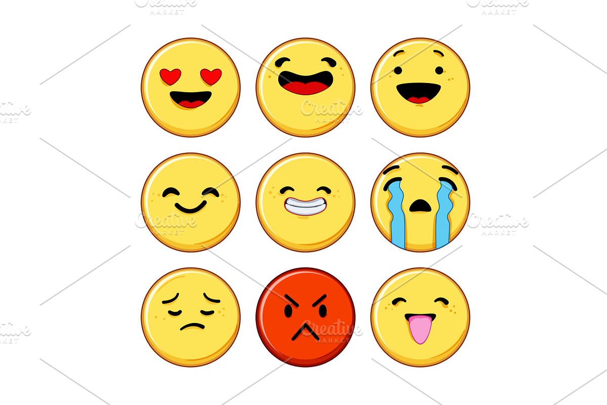 smiley set cartoon vector, an Object Illustration by pikepicture