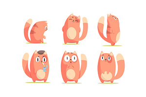 Cute Red Cartoon Cat Character, an Animal Illustration by TopVectors