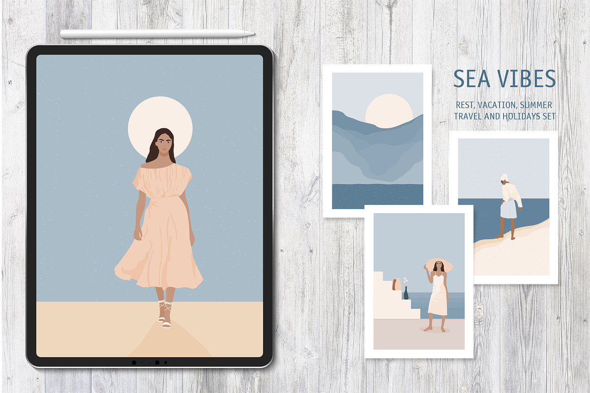 Girl and sea landscape scene creator, a Person Illustration by Imaginary Party (Photo 1 of 11)