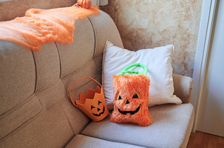 Sofa with halloween decorations