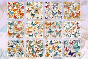 Quilt Butterflies Seamless Patterns