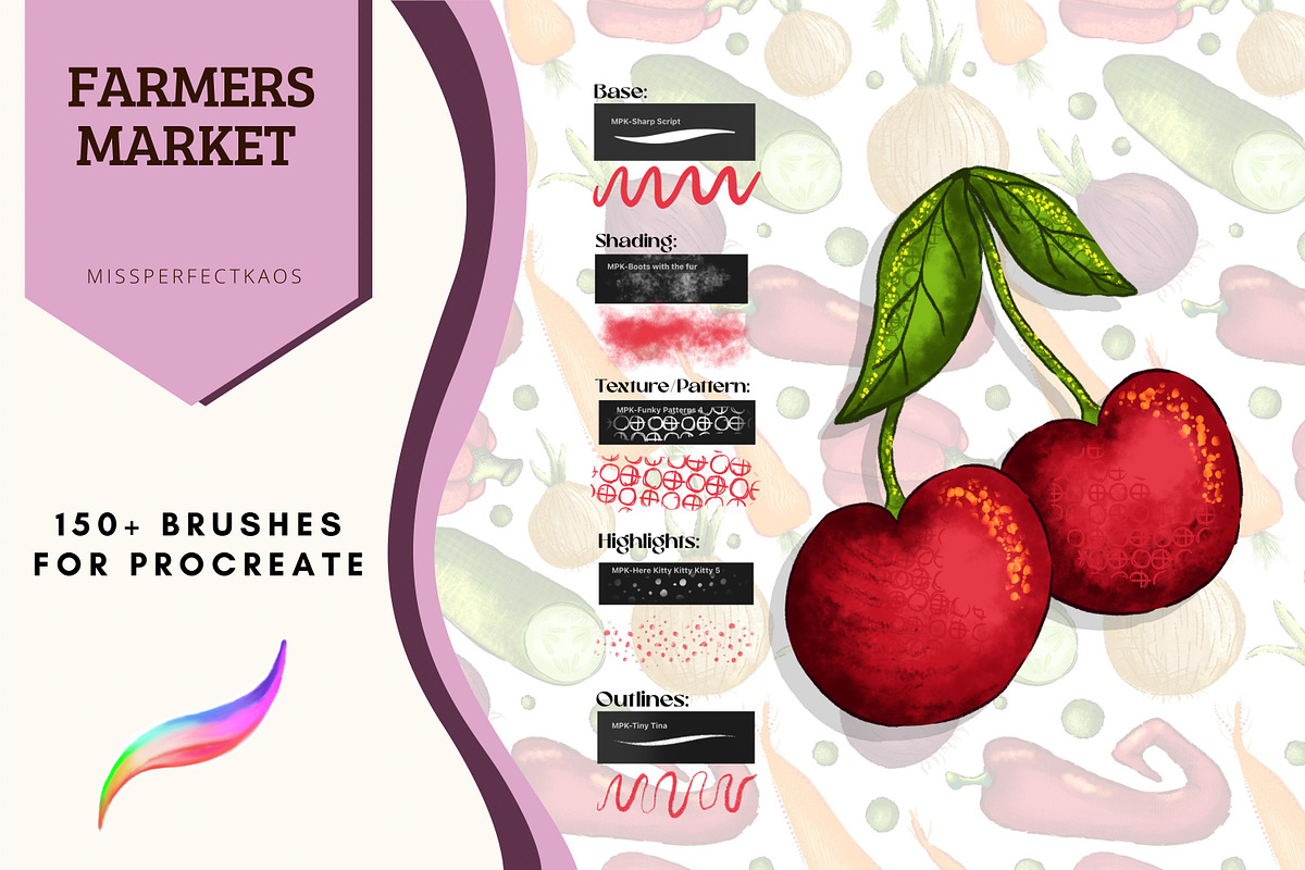 Farmers Market-150 Procreate Brushes, a Brush Add-On by MissPerfectKaos (Photo 6 of 11)