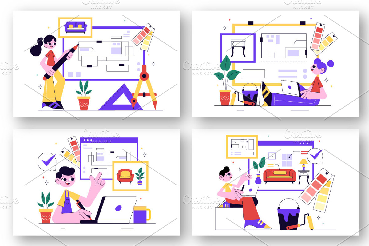 10 Interior Designer Illustration, an Object Illustration by denayunebgt (Photo 2 of 4)