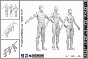 Male And Female Base Mesh In A-Pose