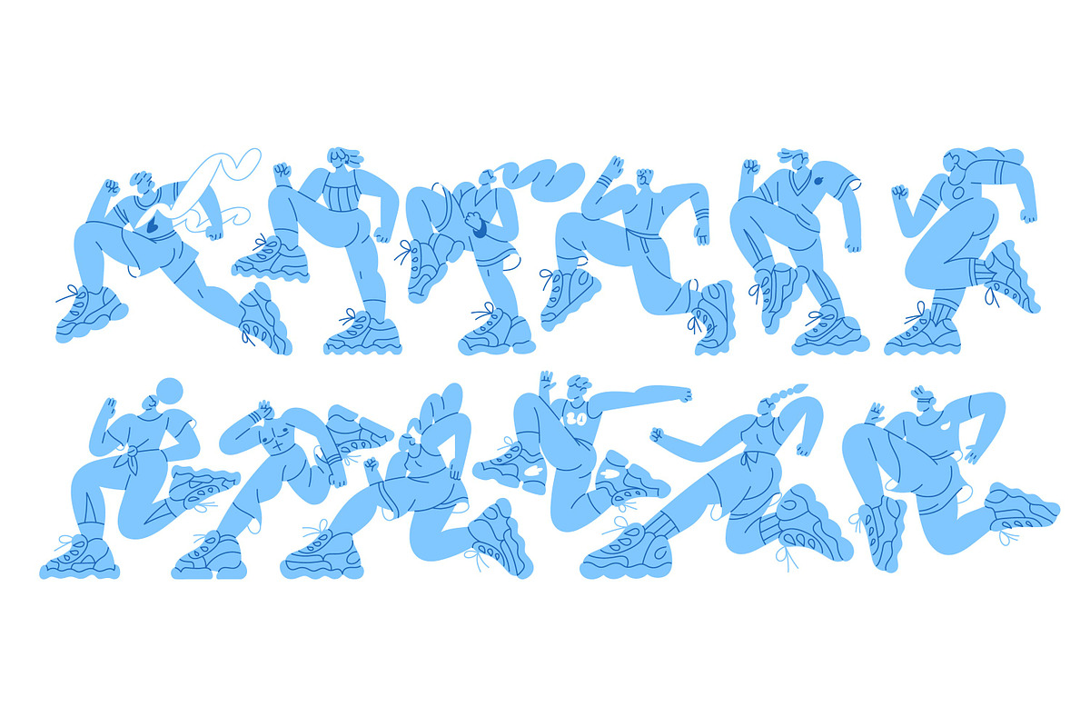 Running people set + backgrounds, a Sport Illustration by PaperTrident (Photo 1 of 13)