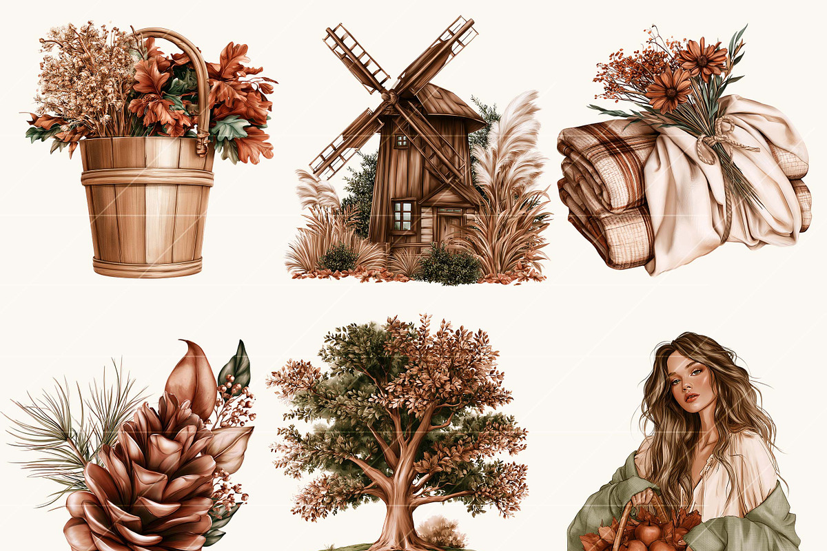 Watercolor Autumn Clipart Bundle, an Object Illustration by BusyDaydesign (Photo 4 of 9)