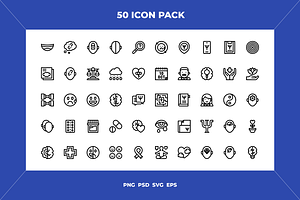 50 Mental health icons, an Outline Icon by Wencory