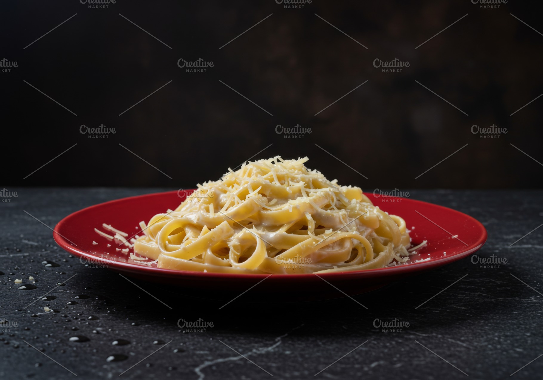 Creamy fettuccine Alfredo topped wit, a Food & Drink Photo by professorinc