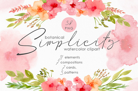 Watercolor simple Flowers clipart