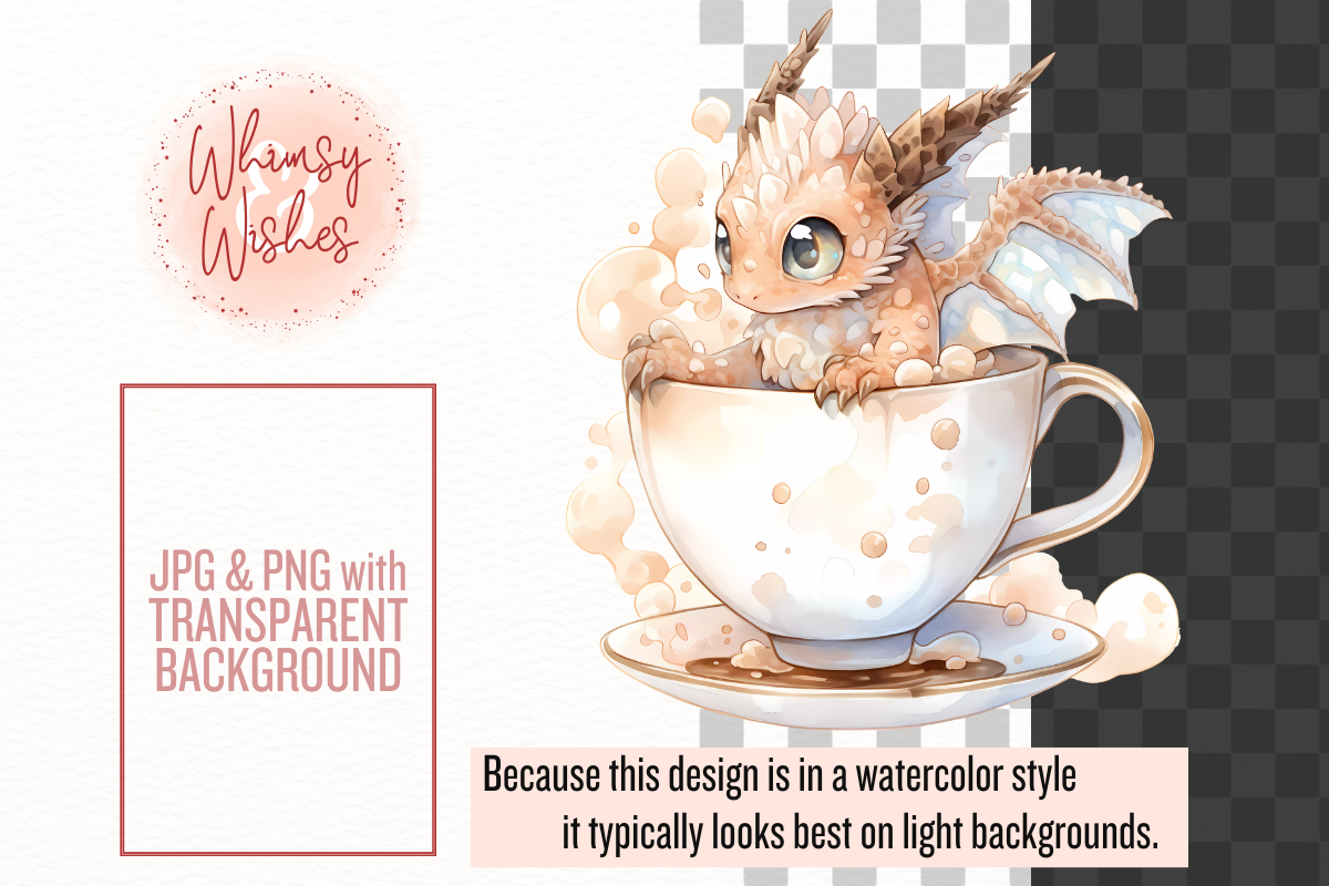 Dragons and Coffee Clip Art, a Food Illustration by Whimsy & Wishes (Photo 9 of 9)