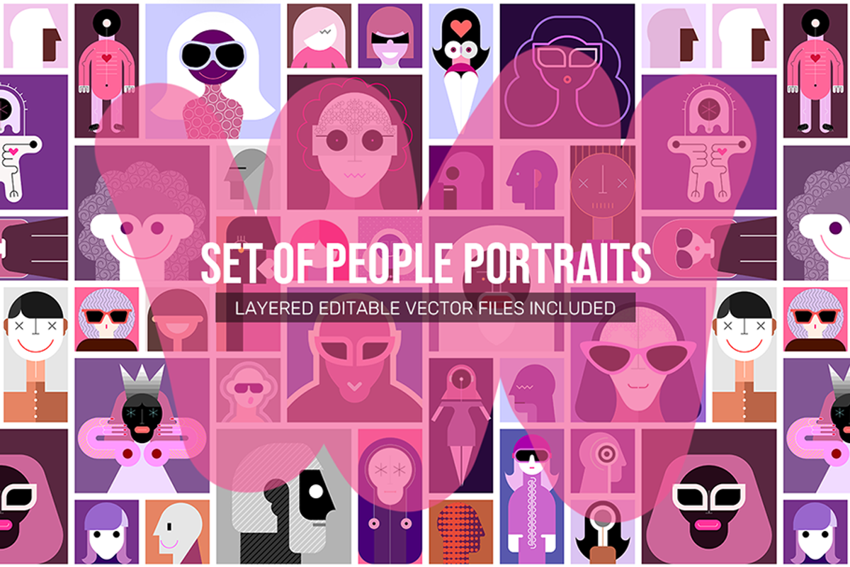 Set Of People Vector Portraits, a Person Illustration by danjazzia (Photo 1 of 2)