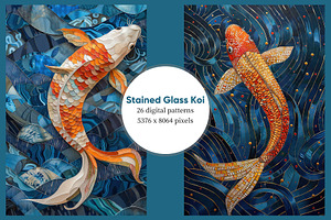 Stained Glass Koi Illustrations