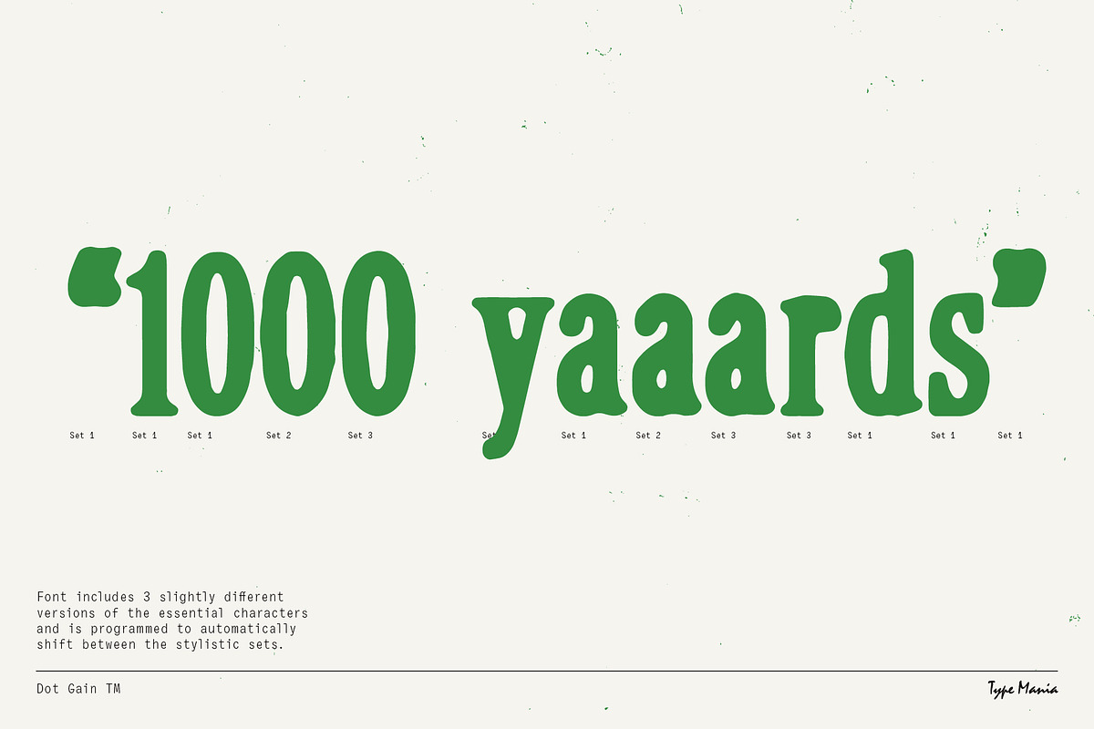 Dot Gain TM – Cozy Serif, a Serif Font by Type Mania (Photo 3 of 10)