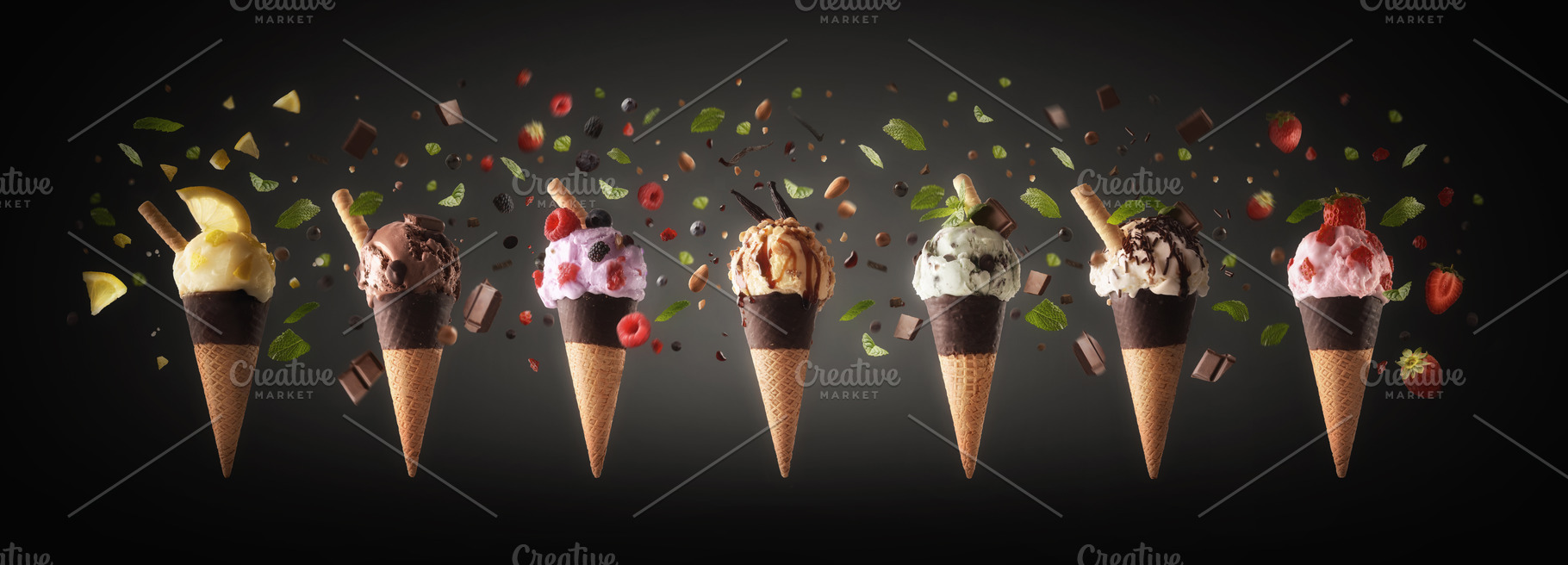Assorted Gourmet Ice Cream Cones Collection, a Food & Drink Photo by Davizro's Market