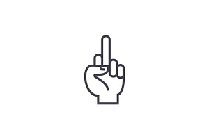 fuck you hand linear icon, sign, symbol, vector on isolated background, a Person Illustration by urban icon