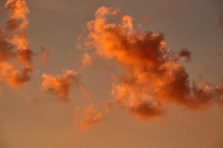 beautiful morning sky with fluffy clouds
