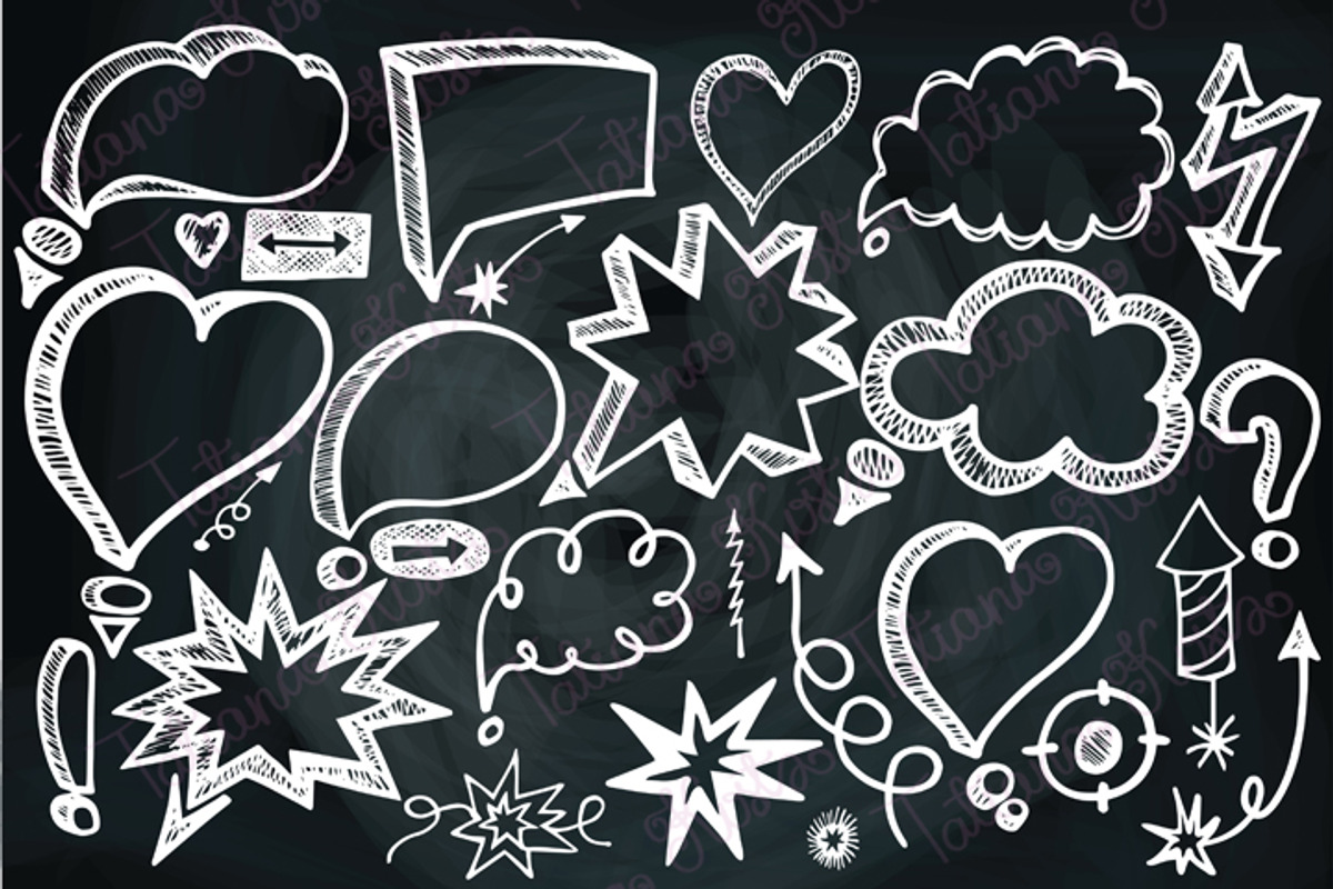 Hand drawing Speech Bubbles,arrows preview 4