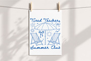 Tired Teachers Summer Club Retro PNG, a Seasonal Illustration by Libby Wishes (Thumbnail 4 of 5)