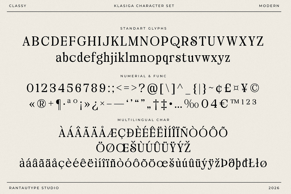 Klasiga Modern Classy Serif Font, a Serif Font by RantautypeStudio (Photo 16 of 17)