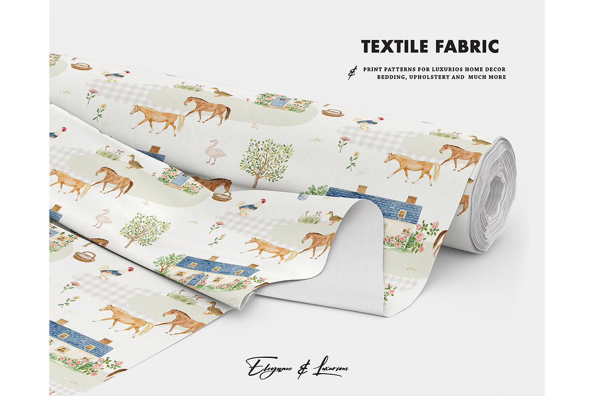 Cottagecore Horse Rancho pattern, a Pattern Graphic by Milatoo (Photo 4 of 4)