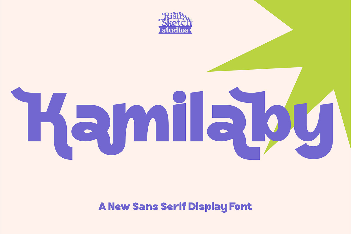Kamilaby - Sans Serif Display Font, a Sans Serif Font by Rishsketch (Photo 1 of 16)