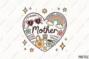 Retro Mothers Day, Mama Heart, Mom P, an Illustration by CraftArtStudio