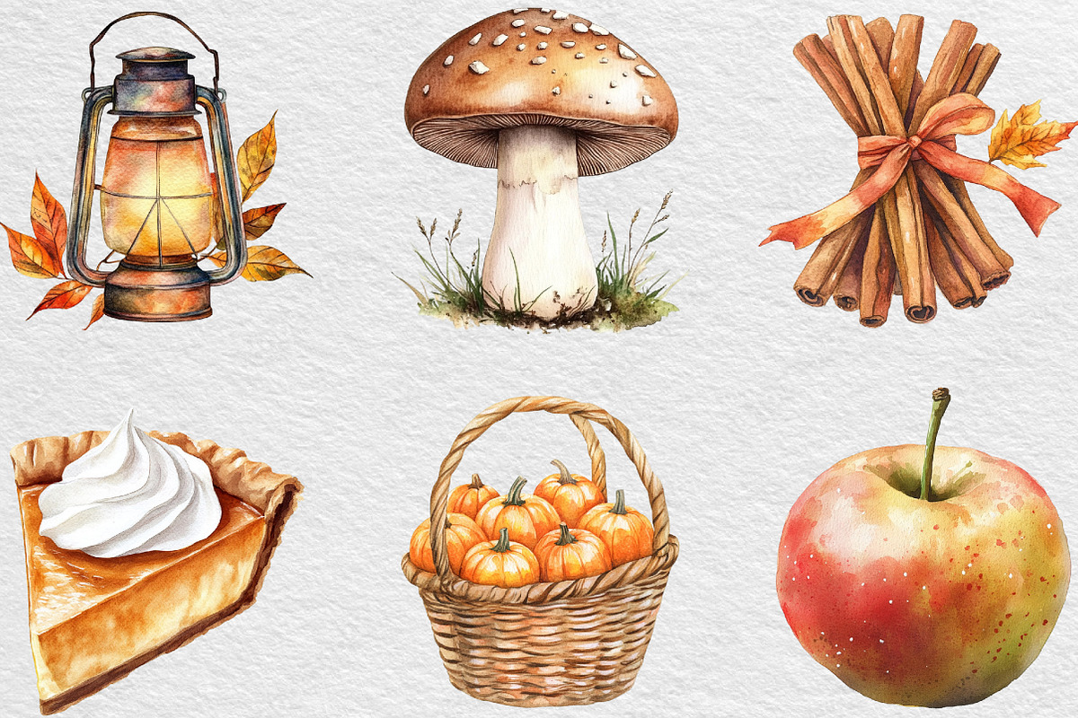 Watercolor Autumn Clipart Bundle, an Illustration by Black Bird Studio (Photo 3 of 6)