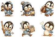 Cute Winter Penguin Clipart Bundle, a Seasonal Illustration by CreationArt (Thumbnail 3 of 5)