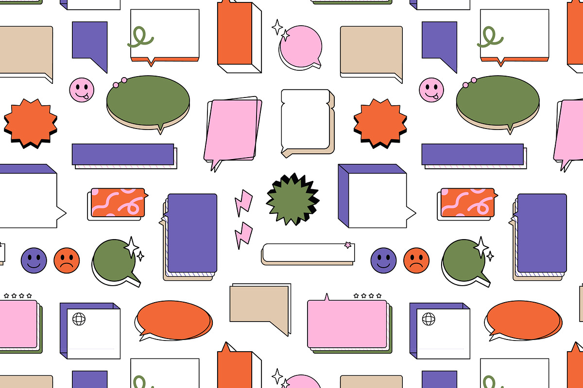 Retro speech bubbles, stickers set, an Object Illustration by PaperTrident (Photo 4 of 4)