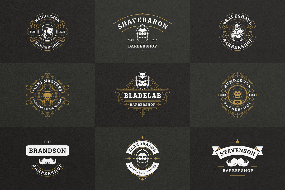 27 Barbershop Logotypes, a Branding & Logo Template by Vasya Kobelev (Photo 3 of 10)