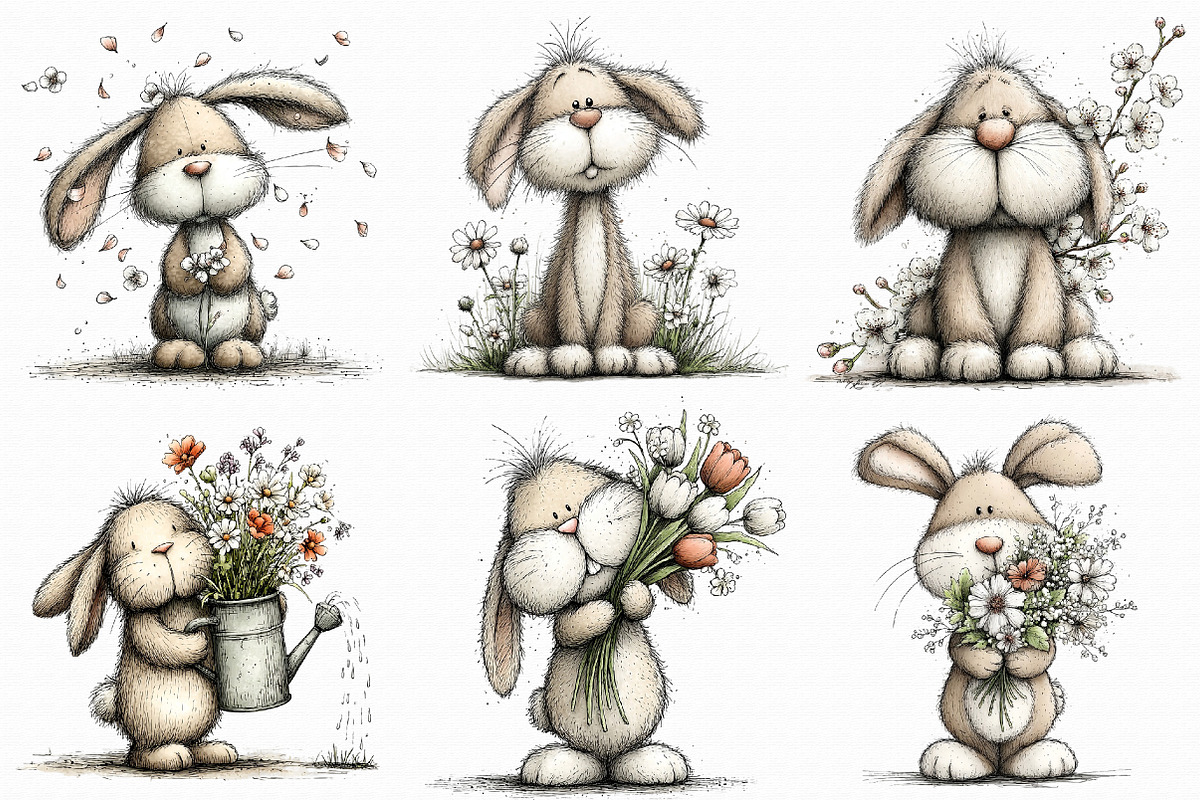 Floral Easter Bunny Clipart, an Illustration by Libby Wishes (Photo 5 of 7)
