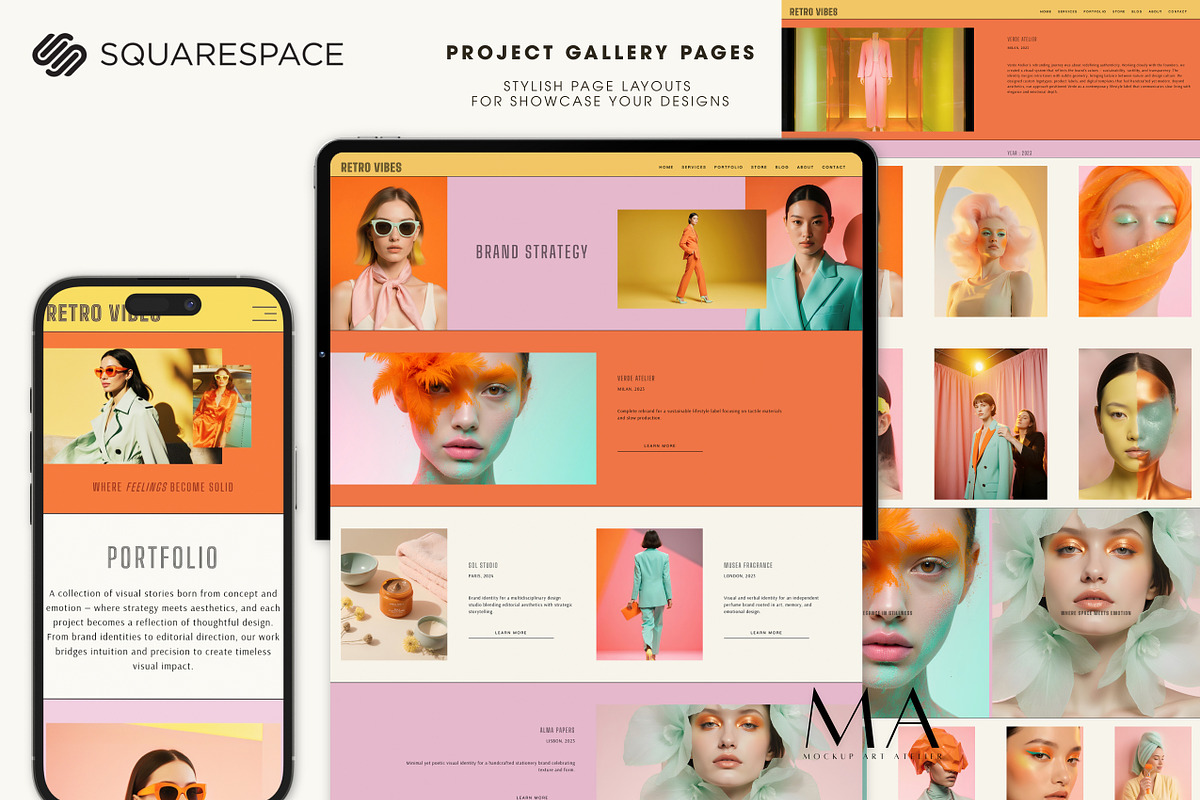 Retro Squarespace Website Template, a Squarespace Template by Mockup Art Atelier (Photo 9 of 16)